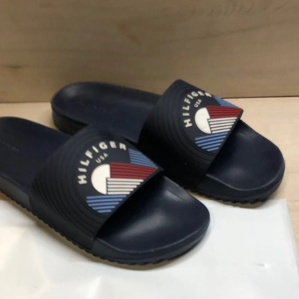 Tommy Hilfiger Navy Logo Slide Sandals #1088